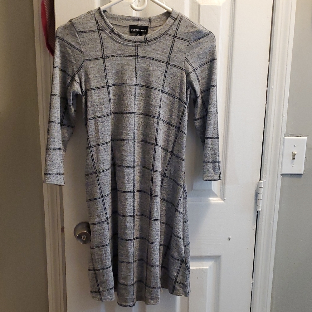 Fortune + Ivy  Checkered Long Sleeve Dress